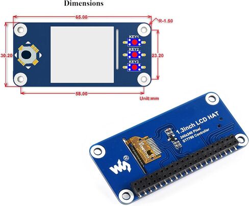 1.3 بوصة IPS شاشة LCD قبعة متوافقة مع Raspberry PI 5/4B/3B+/3B // A+/Zero W/Wh/Zero 2 W/Pico/Pico 2W ، إلخ. 240 × 240 بكسل ، واجهة SPI ، مع وحدة تحكم مضمنة in Saudi Arabia