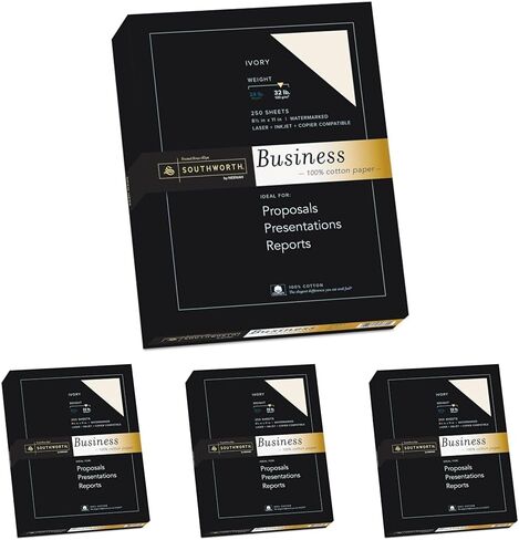 Southworth® 100% Cotton Business Paper, 8 1/2" x 11", 32 Lb, Ivory, Box of 250 in Kuwait