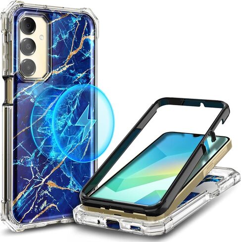 بالنسبة لحالة الهاتف Samsung Galaxy A36 5G ، فإن الحالة المغناطيسية [متوافقة مع MAG-SAFE] [10 أقدام من الدرجة العسكرية التي تم اختبارها] علبة الواقية الواقية المقاومة للصدمات (GLITTER AQUA/PURPLE in Kuwait