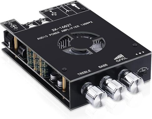 Audio Amplifier Board, ZK-1602T Bluetooth 5.0 Power Amp for Home Speakers | 2.0 Channel 160W+160W Stereo Mini Amplifier Module TDA7498E Chip W/TB, USB, AUX, DC 15-36V in Saudi Arabia