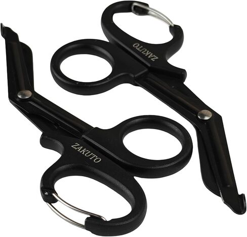 Trauma Shears 2-Pack, 7.5" Stainless Steel Medical Scissors with Fluoride-Coated Non-Stick Blades & Carabiner, Heavy Duty EMT Shears for Nurses, Doctors, EMS, First Aid, Black in Saudi Arabia