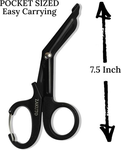 Trauma Shears 2-Pack, 7.5" Stainless Steel Medical Scissors with Fluoride-Coated Non-Stick Blades & Carabiner, Heavy Duty EMT Shears for Nurses, Doctors, EMS, First Aid, Black in Saudi Arabia