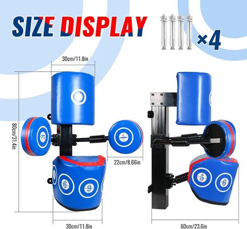INNOLIFE Multi-Point Sparring EVA Speed Boxing Target Practice Target Columns Rebound Shock Absorption Speed Bar Wall Heavy-Duty Punching Bags Human Battle Target Red Blue in Saudi Arabia