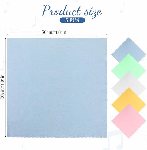 5 PCS Flute Cleaning Cloth, Guitar Cleaning Cloth, Soft Cloth for Violin, Microfiber Cleaning Cloth Soft Lint Free Instrument Cleaning Cloth for Guitar Piano Brass Trumpet, Lenses, 12x12 inch in Saudi Arabia