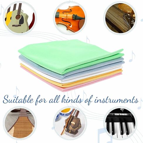 5 PCS Flute Cleaning Cloth, Guitar Cleaning Cloth, Soft Cloth for Violin, Microfiber Cleaning Cloth Soft Lint Free Instrument Cleaning Cloth for Guitar Piano Brass Trumpet, Lenses, 12x12 inch in Saudi Arabia