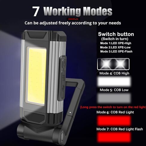 Folded Work Lights Aluminium Alloy USB Charging Magnetic COB Inspection Lamp Portable Fill Light (Red) in Saudi Arabia