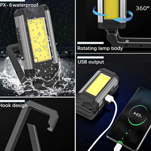 Folded Work Lights Aluminium Alloy USB Charging Magnetic COB Inspection Lamp Portable Fill Light (Red) in Saudi Arabia