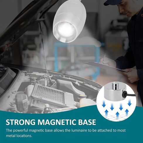 Magnetic Work Light, 500LM LED Machine Light with Flexible Gooseneck, Aluminum Alloy 6500k White Lamp Magnetic Base Tool Lamp for Work Bench, Sewing Machine, Button Control in Saudi Arabia