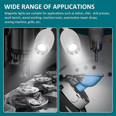 Magnetic Work Light, 500LM LED Machine Light with Flexible Gooseneck, Aluminum Alloy 6500k White Lamp Magnetic Base Tool Lamp for Work Bench, Sewing Machine, Button Control in Saudi Arabia