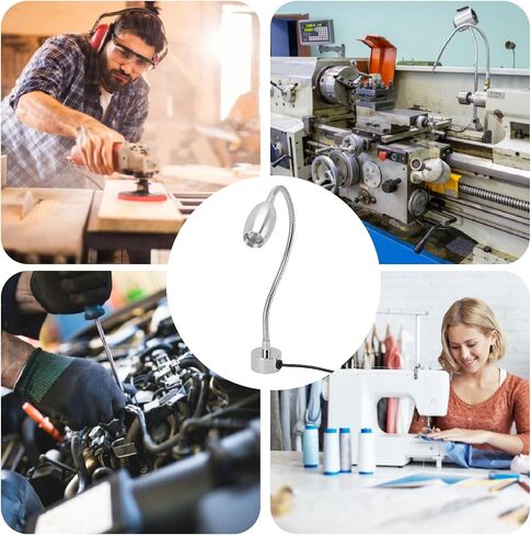 Magnetic Work Light, 500LM LED Machine Light with Flexible Gooseneck, Aluminum Alloy 6500k White Lamp Magnetic Base Tool Lamp for Work Bench, Sewing Machine, Button Control in Saudi Arabia