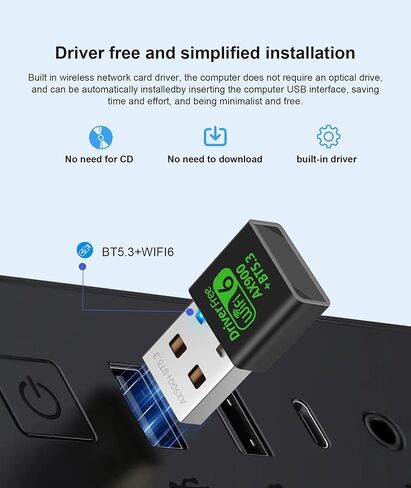 AX900MBPS WIFI 6 و Bluetooth 5.3 محول التحرير والسرد مزدوج النطاق 5/2.4 جيجا هرتز الشبكة اللاسلكية الخارجية USB Wi-Fi مستقبل للكمبيوتر المحمول/الكمبيوتر/سطح المكتب 4DBI المتوافق مع Windows 10/11 in Saudi Arabia