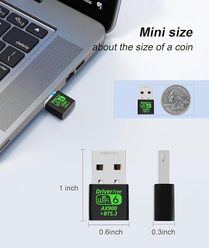 AX900MBPS WIFI 6 و Bluetooth 5.3 محول التحرير والسرد مزدوج النطاق 5/2.4 جيجا هرتز الشبكة اللاسلكية الخارجية USB Wi-Fi مستقبل للكمبيوتر المحمول/الكمبيوتر/سطح المكتب 4DBI المتوافق مع Windows 10/11 in Saudi Arabia