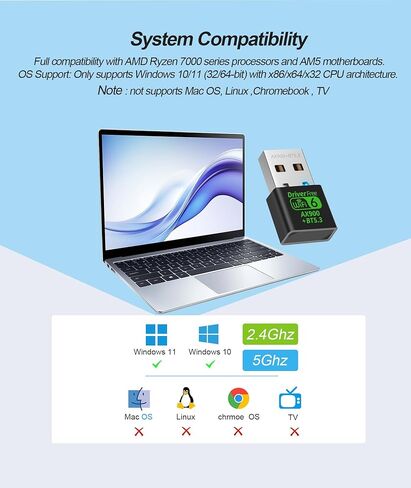 AX900MBPS WIFI 6 و Bluetooth 5.3 محول التحرير والسرد مزدوج النطاق 5/2.4 جيجا هرتز الشبكة اللاسلكية الخارجية USB Wi-Fi مستقبل للكمبيوتر المحمول/الكمبيوتر/سطح المكتب 4DBI المتوافق مع Windows 10/11 in Saudi Arabia