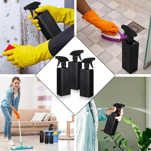 Honeydak 20 Pack Plastic Spray Bottles for Cleaning Solutions 17oz Black Empty Reusable Water Sprayers with Mist and Stream Option Leak-proof for Home Garden Plant Kitchen in Saudi Arabia