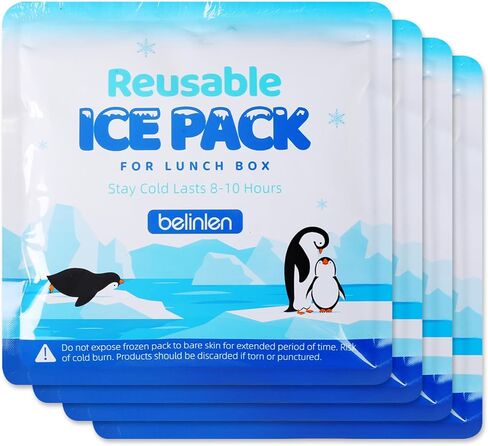 6 Pack Reusable Ice Packs for Lunch Boxes - 7x7 Inch Long-Lasting Freezer Packs, BPA-Free Gel & Leakproof Design Cold Packs for Cooler, Camping, Travel in Kuwait