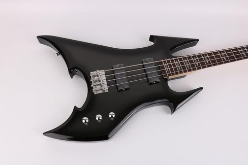 Cool Shape Full Size Standard Electric Bass Guitar Four 4 String Right Hand Handed Solid Body Canadian Maple Neck Genuine Rosewood Fretboard Fingerboard(Metallic Black) in Saudi Arabia