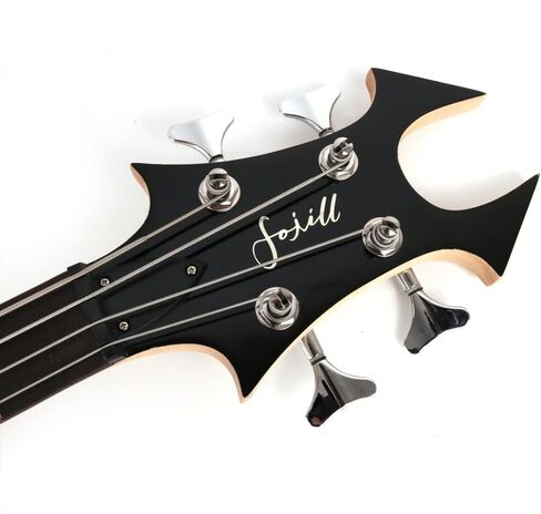 Cool Shape Full Size Standard Electric Bass Guitar Four 4 String Right Hand Handed Solid Body Canadian Maple Neck Genuine Rosewood Fretboard Fingerboard(Metallic Black) in Saudi Arabia