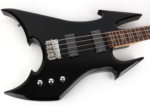 Cool Shape Full Size Standard Electric Bass Guitar Four 4 String Right Hand Handed Solid Body Canadian Maple Neck Genuine Rosewood Fretboard Fingerboard(Metallic Black) in Kuwait