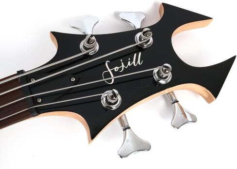 Cool Shape Full Size Standard Electric Bass Guitar Four 4 String Right Hand Handed Solid Body Canadian Maple Neck Genuine Rosewood Fretboard Fingerboard(Metallic Black) in Kuwait