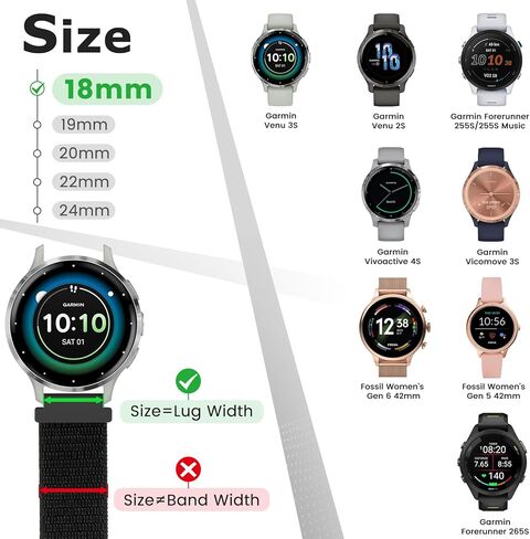 نايلون 20 مم نطاقات إطلاق سريعة متوافقة مع Samsung Galaxy Watch 7/6/5/4/Fe 40mm 44mm/Watch 6/4 Classic 47mm 47mm 42mm 46mm/Watch 5 Pro/Garmin Vivoactive 5/Vivoactive 3 for Women Men in Kuwait