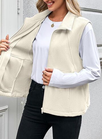 Dokotoo للسيدات الكامل Zip Polar Fleece Stest دافئ شتاء أكمام كارديجان طوق طوق شيربا معطف معطف مع جيب in Saudi Arabia