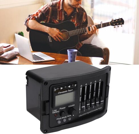 Guitar 5 Band Equalizer Professional Preamp EQ with Tuner Customized Sound Settings for Acoustic and Electric Guitars for Stage Studio Performances in Saudi Arabia