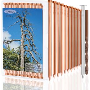 15 Pcs Hidden Head Copper Nails for Killing Trees, Stumps & Roots - 3.5 Inch Long Come with Steel Nails Drill Nails Enabling the Copper Nails to Drive Into the Stump Without Bending in Saudi Arabia