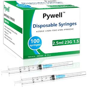100 محاقن مختبر يمكن التخلص منها ， 2.5 مل/سم 23GA 1.5 بوصة محاقن مع الإبرة ، محقنة قفل luer ، ملفوفة بشكل فردي in Kuwait
