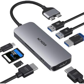 محطة الإرساء لـ MacBook Pro Air و USB C Docking Station Dual Monitor و Dual HDMI Adapter Hub لـ Macbook Pro مع 2 HDMI (4K @60Hz) و 3 USB3.0 و SD TF Card Reader و 100W PD USB C PORT in Kuwait
