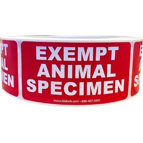 Exempt Animal Specimen Labels 1.5 x 3 Inch 500 Total Labels in Kuwait