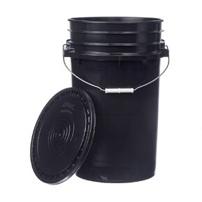 Hudson Exchange Premium 7 Gallon Bucket, HDPE (1 Pack - Flat Lid Included, Black) in Kuwait
