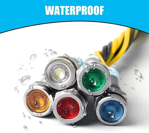 10pcs 6mm 1/4" LED Metal Indicator Light, AC/DC 9-24V Pilot Dash Directional with Wire Signal Lamp, Waterproof Pilot Dash Directional (Multicolor) in Saudi Arabia