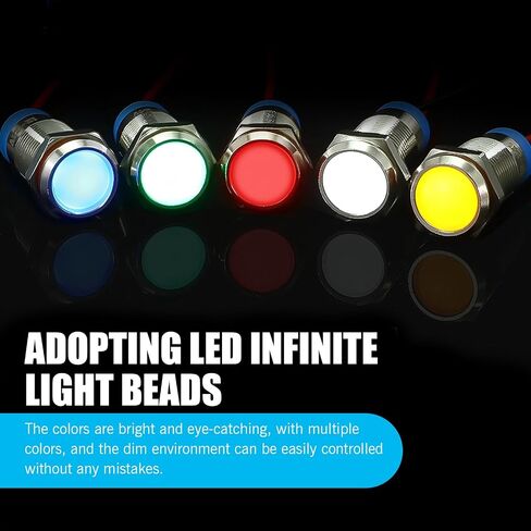 10pcs 6mm 1/4" LED Metal Indicator Light, AC/DC 9-24V Pilot Dash Directional with Wire Signal Lamp, Waterproof Pilot Dash Directional (Multicolor) in Saudi Arabia