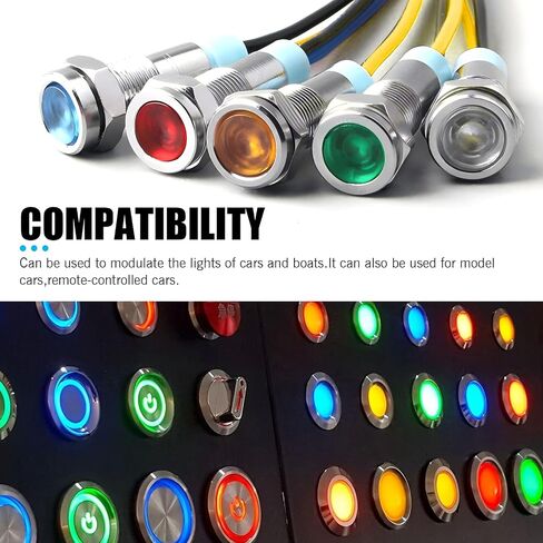 10pcs 6mm 1/4" LED Metal Indicator Light, AC/DC 9-24V Pilot Dash Directional with Wire Signal Lamp, Waterproof Pilot Dash Directional (Multicolor) in Saudi Arabia