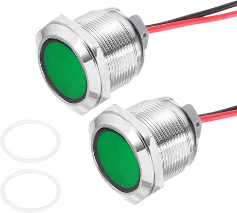 PATIKIL 2Pcs 16mm(5/8") Indicator Light,110V-220V AC 20mA LED Metal Signal Lamp Waterproof IP67 Flat Head Signal Lights with 205mm(8") Cable for Boat Car,White in Kuwait