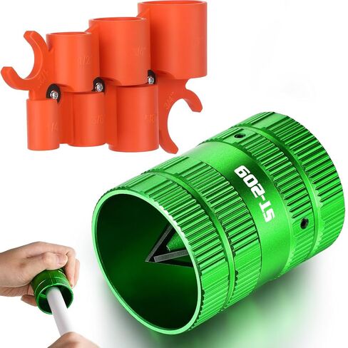 Dreyoo 1/4'' - 1'' Depth Gauge and Pipe Deburring Tool Kit, 1/4'' to 1-5/8'' Inner Outer Reamer Pipe Tubing Chamfer Tool for Copper, PEX, PVC, CPVC, Brass, Aluminum Inner/Outer Tubing Deburring in Saudi Arabia