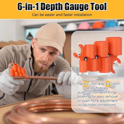 Dreyoo 1/4'' - 1'' Depth Gauge and Pipe Deburring Tool Kit, 1/4'' to 1-5/8'' Inner Outer Reamer Pipe Tubing Chamfer Tool for Copper, PEX, PVC, CPVC, Brass, Aluminum Inner/Outer Tubing Deburring in Saudi Arabia