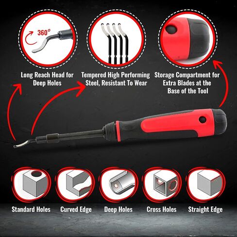 AFA Tooling - Extendable Neck Deburring Tool with 3 Extra Swivel Blades - Works on Metal, Resin, PVC Pipes, Copper, Plastic and 3D Printed Edges - Plumbing & 3D Printing Burr Removal Reamer Tool in Saudi Arabia