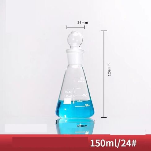 50 ml/100 ml/150 ml/250 ml Laboratory flasks with Ground Glass stoppers - Triangular volumetric flasks for Precise Measurements(150ml) in Saudi Arabia