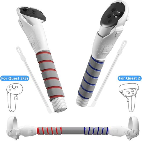 2 in 1 Long Arms & Handle Attachments Compatible with Oculus Quest 3/3S Hand Controllers, VR Gorilla Tag Long Arms/Stick Extension Grips for Meta Quest 3/3S Accessories for Beat Saber Golf Club Game in Kuwait