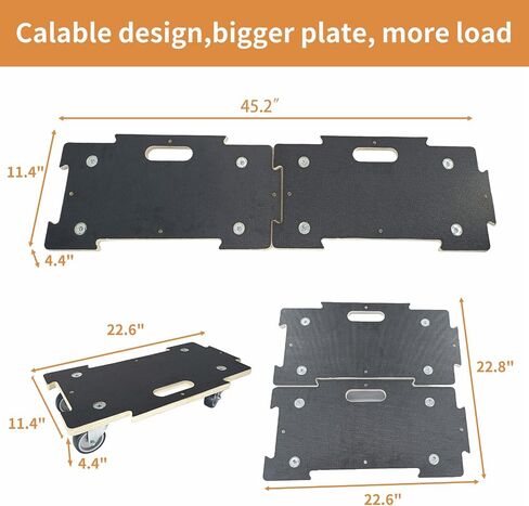Hard Wood Mover Spliceable Dolly 550Lbs Capacity (2 Packs) 4 Wheels Heavy Duty Furniture Moving Connectable Design Dollier Upgraded Transport Roller in Kuwait