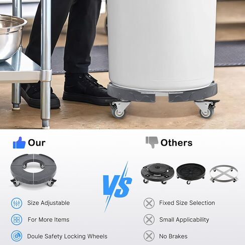 Nefish Trash Can Dolly Wheels, 15-19 Inch Adjustable Round Furniture Dolly with 4 Wheels, Heavy Duty Drum Dollies 440lbs Tire Dolly, Multi Functional Rolling Dolly Cart in Saudi Arabia