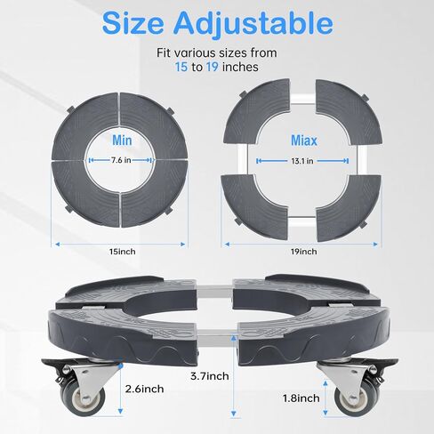 Nefish Trash Can Dolly Wheels, 15-19 Inch Adjustable Round Furniture Dolly with 4 Wheels, Heavy Duty Drum Dollies 440lbs Tire Dolly, Multi Functional Rolling Dolly Cart in Saudi Arabia