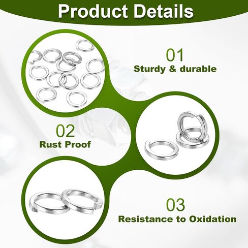 PATIKIL 25 Pcs Split Lock Washer, M12 Spring Lock Washer 304 Stainless Steel Lock Washers Assortment Kit for Screws Bolts, Silver in Saudi Arabia
