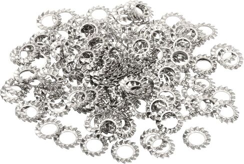 PATIKIL M10 غسالات قفل الأسنان الخارجية ، 100pcs 304 من الفولاذ المقاوم للصدأ قفل غسالات مجموعة تشكيلة لمكانة المعدات الميكانيكية المحتفظ بها مقاطع ، فضية in Kuwait