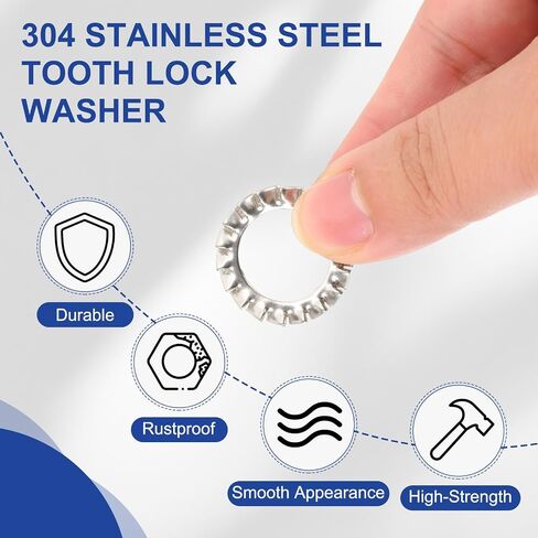PATIKIL M10 غسالات قفل الأسنان الخارجية ، 100pcs 304 من الفولاذ المقاوم للصدأ قفل غسالات مجموعة تشكيلة لمكانة المعدات الميكانيكية المحتفظ بها مقاطع ، فضية in Kuwait