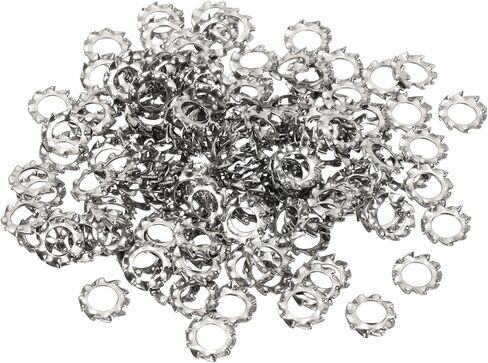 PATIKIL M10 غسالات قفل الأسنان الخارجية ، 100pcs 304 من الفولاذ المقاوم للصدأ قفل غسالات مجموعة تشكيلة لمكانة المعدات الميكانيكية المحتفظ بها مقاطع ، فضية in Saudi Arabia