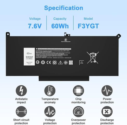 68WH GJKNX Battery استبدال Dell Latitude 5480 5580 5280 5288 5488 5590 5591 5490 5491 5495 E5480 E5490 E5580 E5590 PRECISION 15 3520 3530 GD1JP DY9NT in Saudi Arabia