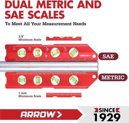 ARROW 4-Inch Torpedo Level, Small Magnetic Leveler Tool with 0°/90° Bubbles, Top-view Window, Aluminium Alloy Frame, Dual SAE and Metric Scales in Saudi Arabia