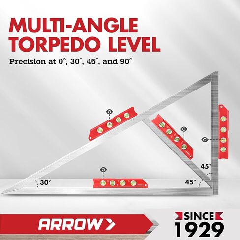 ARROW 4-Inch Torpedo Level, Small Magnetic Leveler Tool with 0°/90° Bubbles, Top-view Window, Aluminium Alloy Frame, Dual SAE and Metric Scales in Saudi Arabia